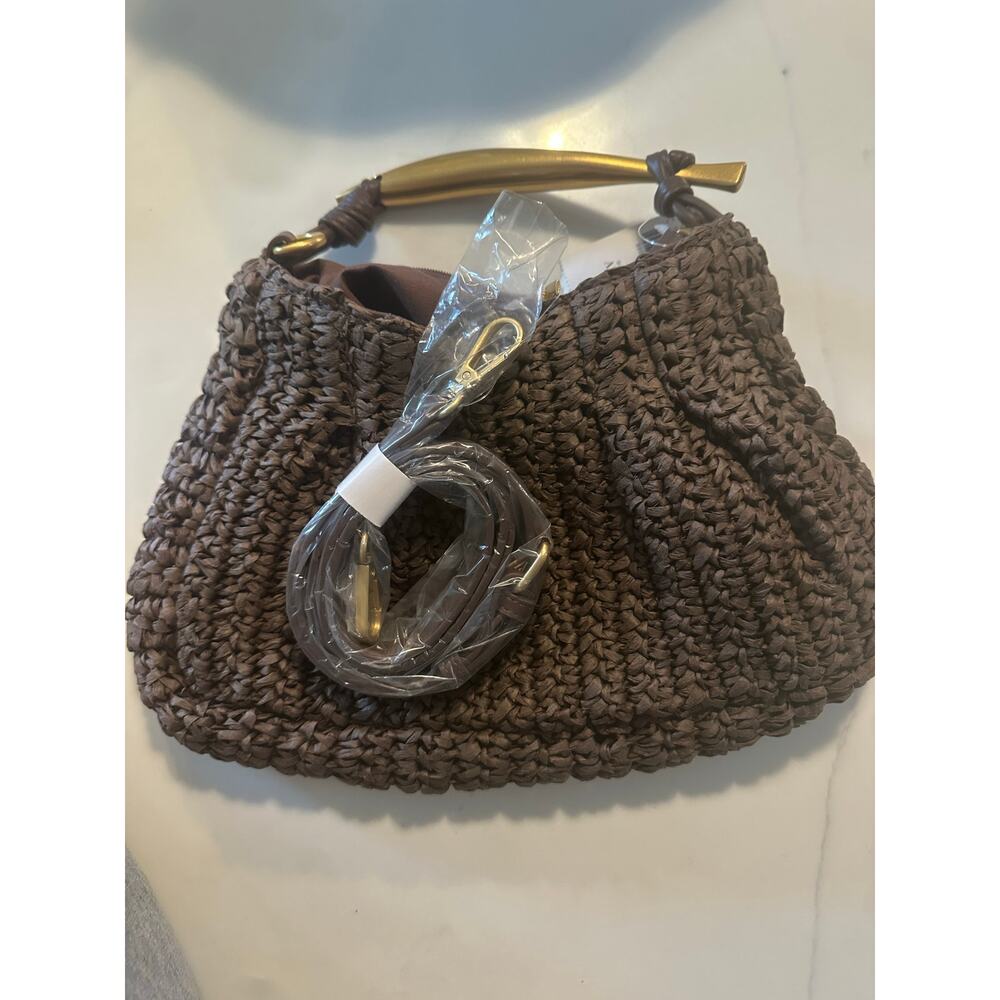 Anthropologie Raffia Purse with Gold handle - Picture 5 of 6